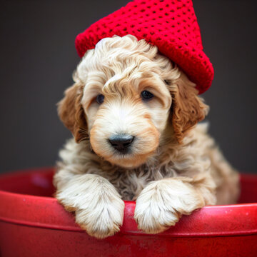 Cute dog with winter hat