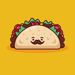 cute taco illustration in flat design