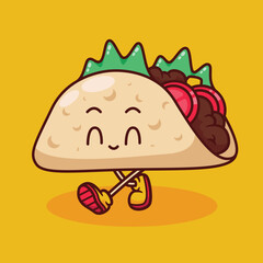 cute taco illustration in flat design