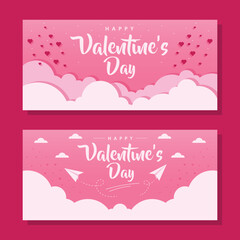 valentine day sale horizontal banner background in flat design