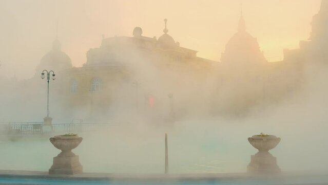 Szechenyi Baths in Budapest in winter, Hungary