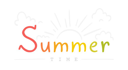 Beautiful, bright summer lettering. Vector illustration of warmth, summer, sun. Typography. Font. By hand. 