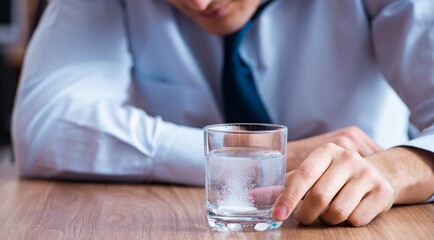 Sick male employee suffering in the office