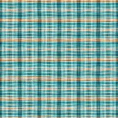 Teal rustic coastal beach house check fabric tile. Seamless sailor flannel textile gingham repeat swatch.