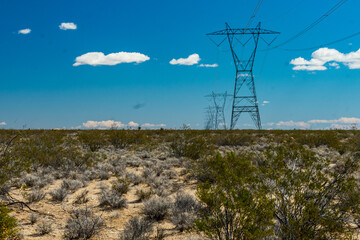 Power Lines Cross the Mojave National Preserve, California