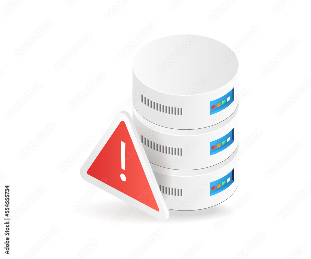 Aufkleber Flat isometric 3d illustration database hardware error