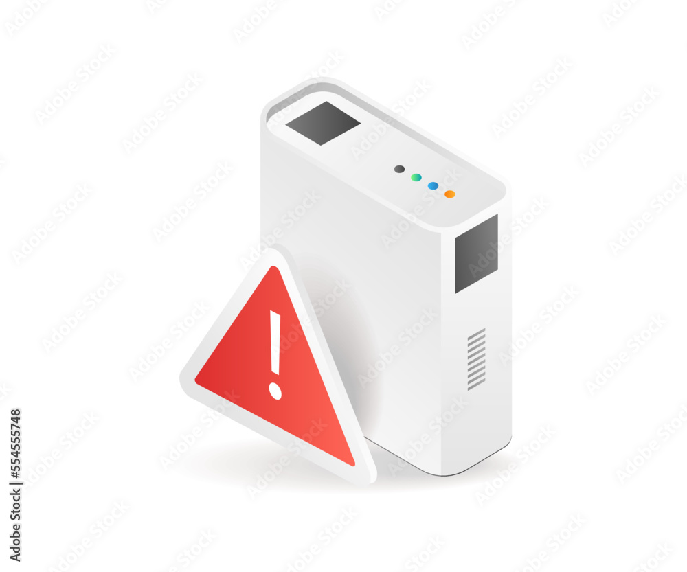 Poster flat isometric 3d illustration error storage memory