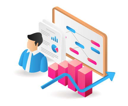 Flat Isometric 3d Illustration Set Business Organizational Structure