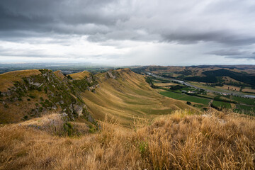 Hawke's Bay Te Mata Peak lookout on a cloudy day in New Zealand
