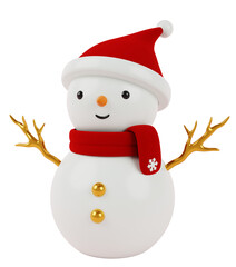 3d cute snowman with christmas hat