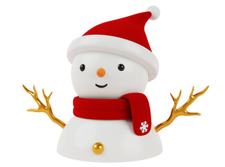 3d cute snowman with christmas hat