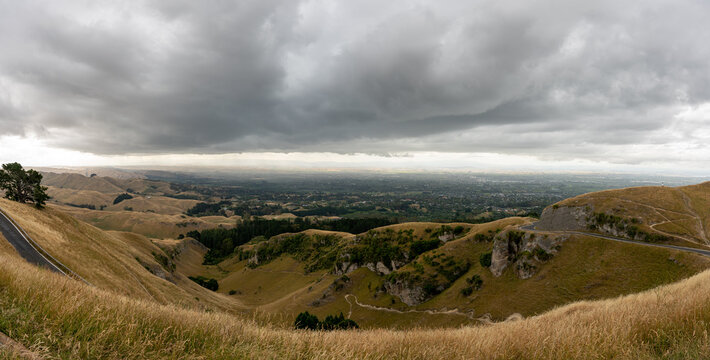 Hawke's Bay Te Mata Peak lookout on a stormy day in New Zealand