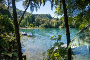 Lake Tarawera in Rotorua New Zealand on a summers day