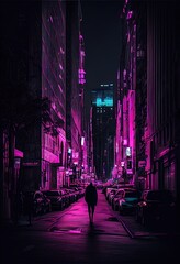 Cyberpunk futuristic empty city street, lights faded, neon lights, dark, eerie - generative ai