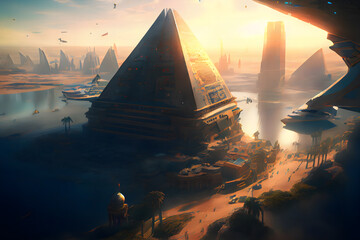 Major cities of Atlantis, advanced civilization, pyramid