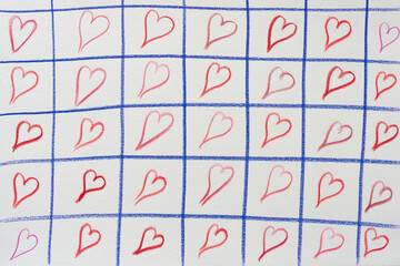 hearts arranged in a grid