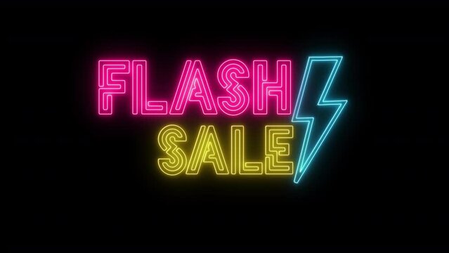 Flash sale neon sign banner background. Flash sale animation