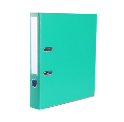 One green office folder isolated on white