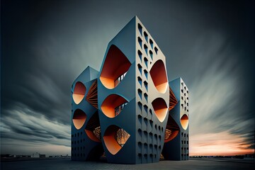 Abstract modern building architecture, futuristic, utopia - Generative AI - obrazy, fototapety, plakaty