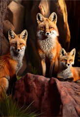 Fototapeta premium Wild fox in natural habitat - generative ai