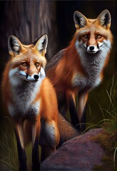Fototapeta premium Wild fox in natural habitat - generative ai