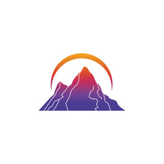 volcano logo color illustration design vector