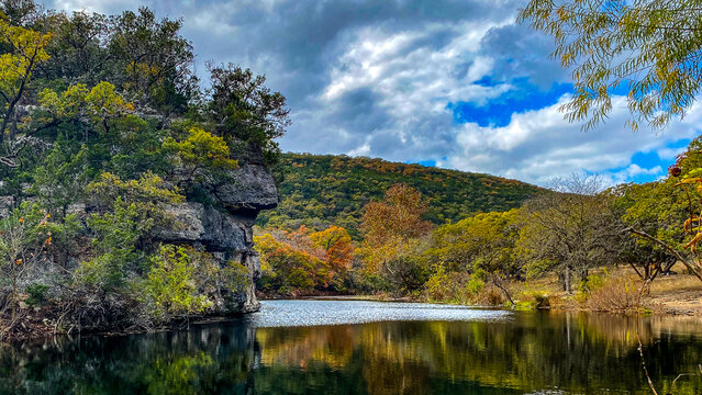 Lost Maples Fall Foliage around River