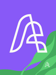 Letter A logo mark in a simple, organic monoline style, for your initials, ornaments, design elements.