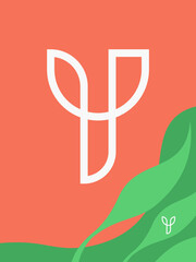 Letter Y logo mark in a simple, organic monoline style, for your initials, ornaments, design elements.