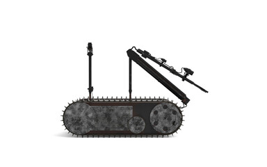 remote-controlled bomb disposal robot on white background