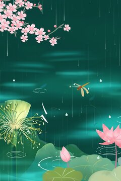 Chinese wind landscape background poster illustration design material © yan