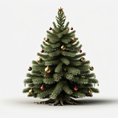Christmas tree with balls decorations on a white background
