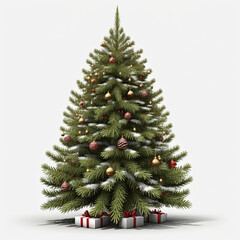 Christmas tree with presents isolated on white background