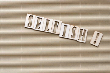 wood letters on paper - selfish!