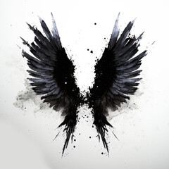 Illustration of Black Wings in a Grunge Splatter style