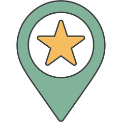 location icon leading to the destination, pointer on the map for navigator to travel and make a trip