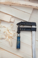 Clamp. Joiner's (carpenter's) tool.