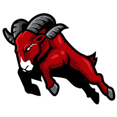 Ram angry Mascot logo design full body