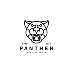 vintage panther head logo design with line art style 2