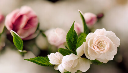 Beautiful white flowers on the white background
