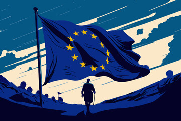 Vector illustration of patriotic European Union flag