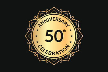 50th Years Anniversary Celebration golden gradient badge.