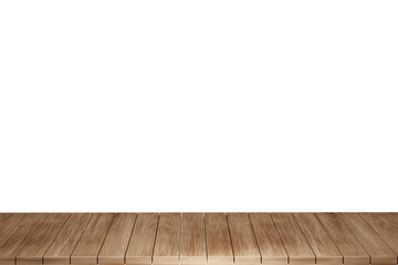 Wooden table, wood table top front view 3d render isolated