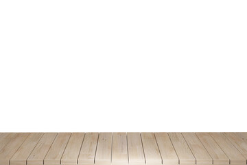 Wooden table, wood table top front view 3d render isolated