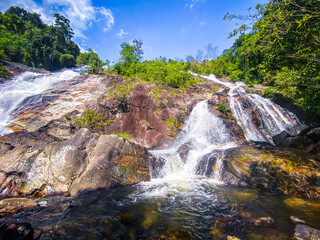 Fototapeta premium Waterfall Namtok Tone Nga Chang in Hat Yai, Songkhla, Thailand