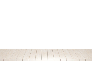 Wooden table, wood table top front view 3d render isolated