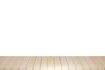 Fototapeta premium Wooden table, wood table top front view 3d render isolated