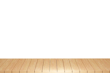 Wooden table, wood table top front view 3d render isolated