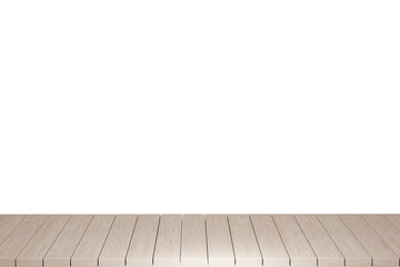 Fototapeta premium Wooden table, wood table top front view 3d render isolated