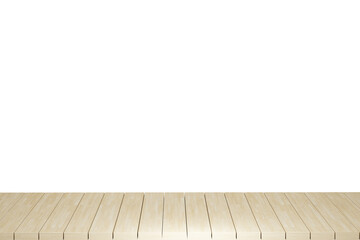 Fototapeta premium Wooden table, wood table top front view 3d render isolated